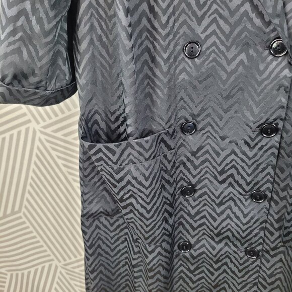 Vintage 80s Power Suit Jacket Dress Size 14 16 Evening Career Black Satin Blazer - Picture 4 of 7